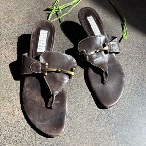 Barney’s New York Vintage Italian Leather and Brass Sandels  size 38/7